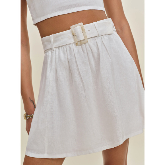 Reformation Niki Belted Linen Two Piece White New US 2 - Picture 4 of 9